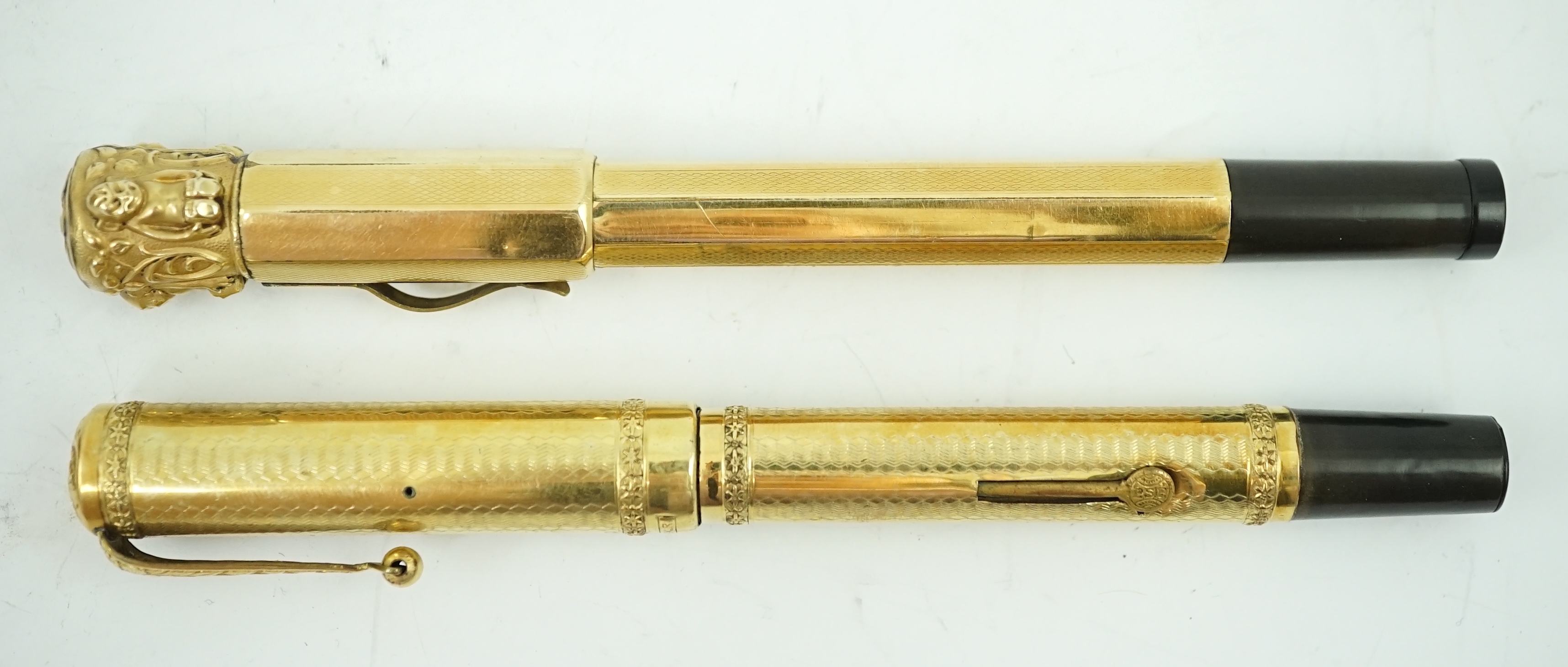 Two Italian overlay fountain pens